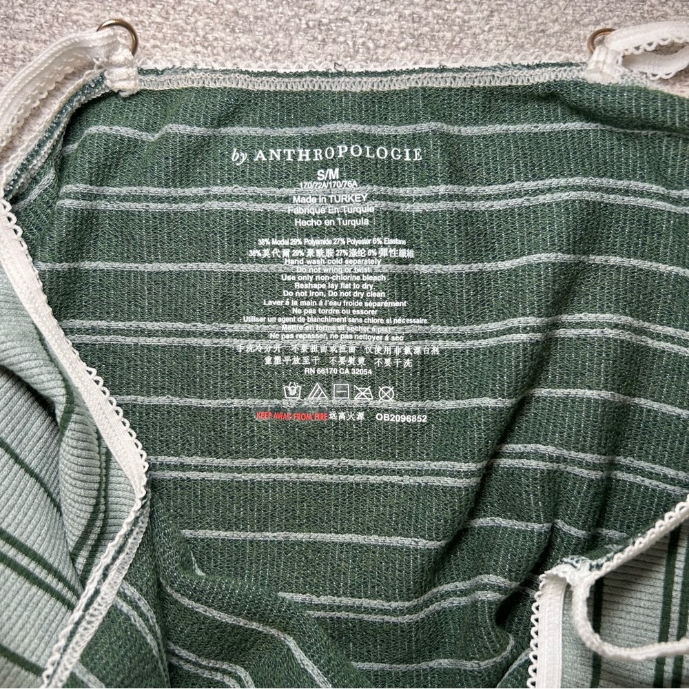 By Anthropologie Seamless Cami and Shorts Matching Set Green Stripe Size S/M - Picture 13 of 13